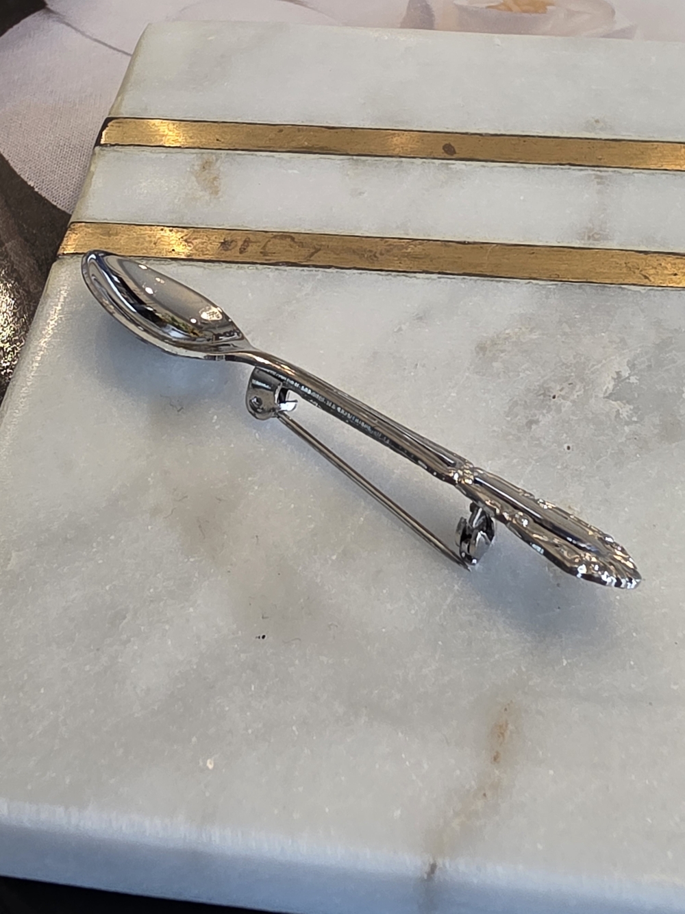 Vintage Miniature Silver Spoon Brooch